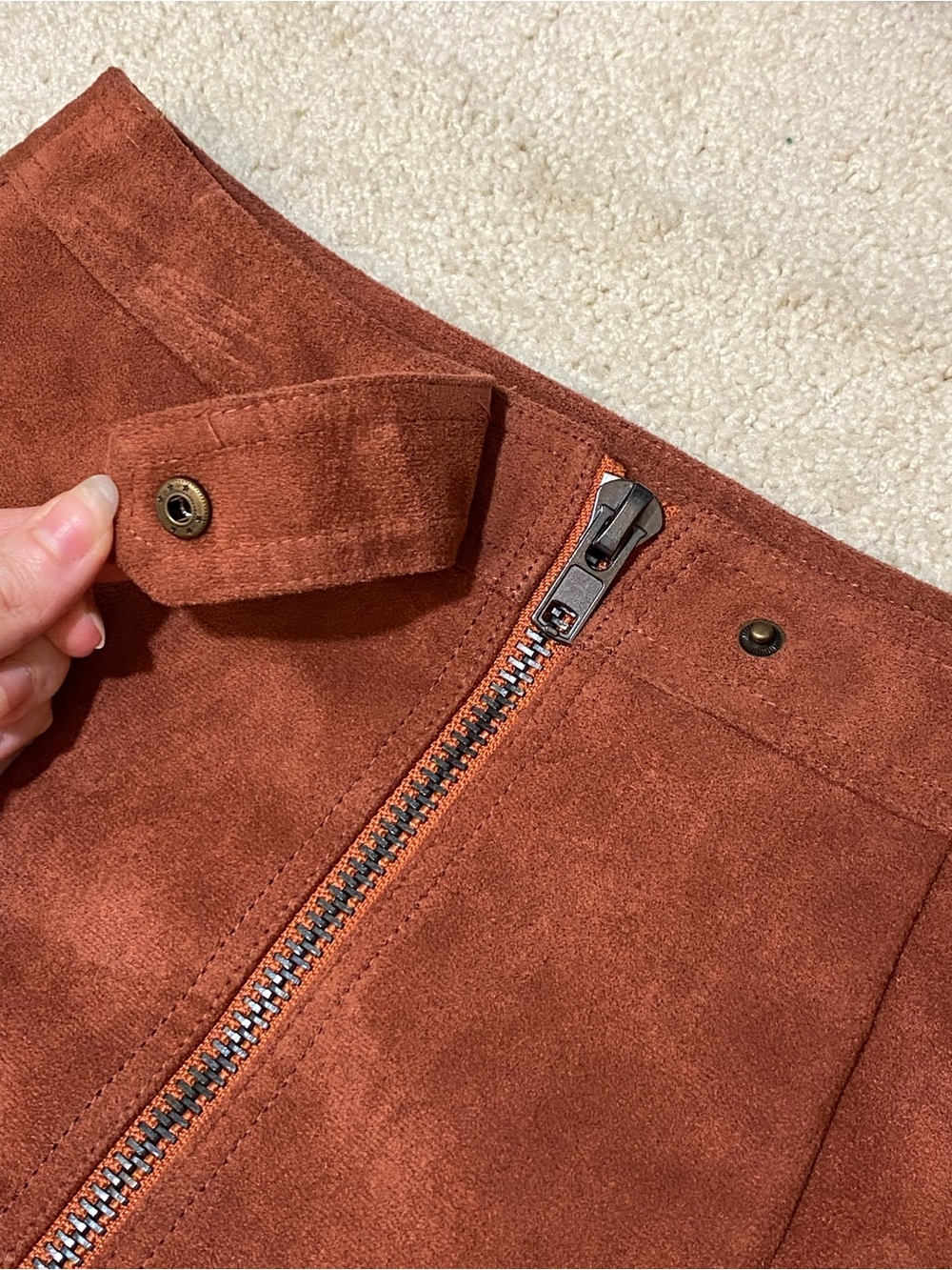NWOT Bishop + Young Rust Colored Vegan Faux Suede High-Waisted Mini Skirt Size S - Picture 6 of 9